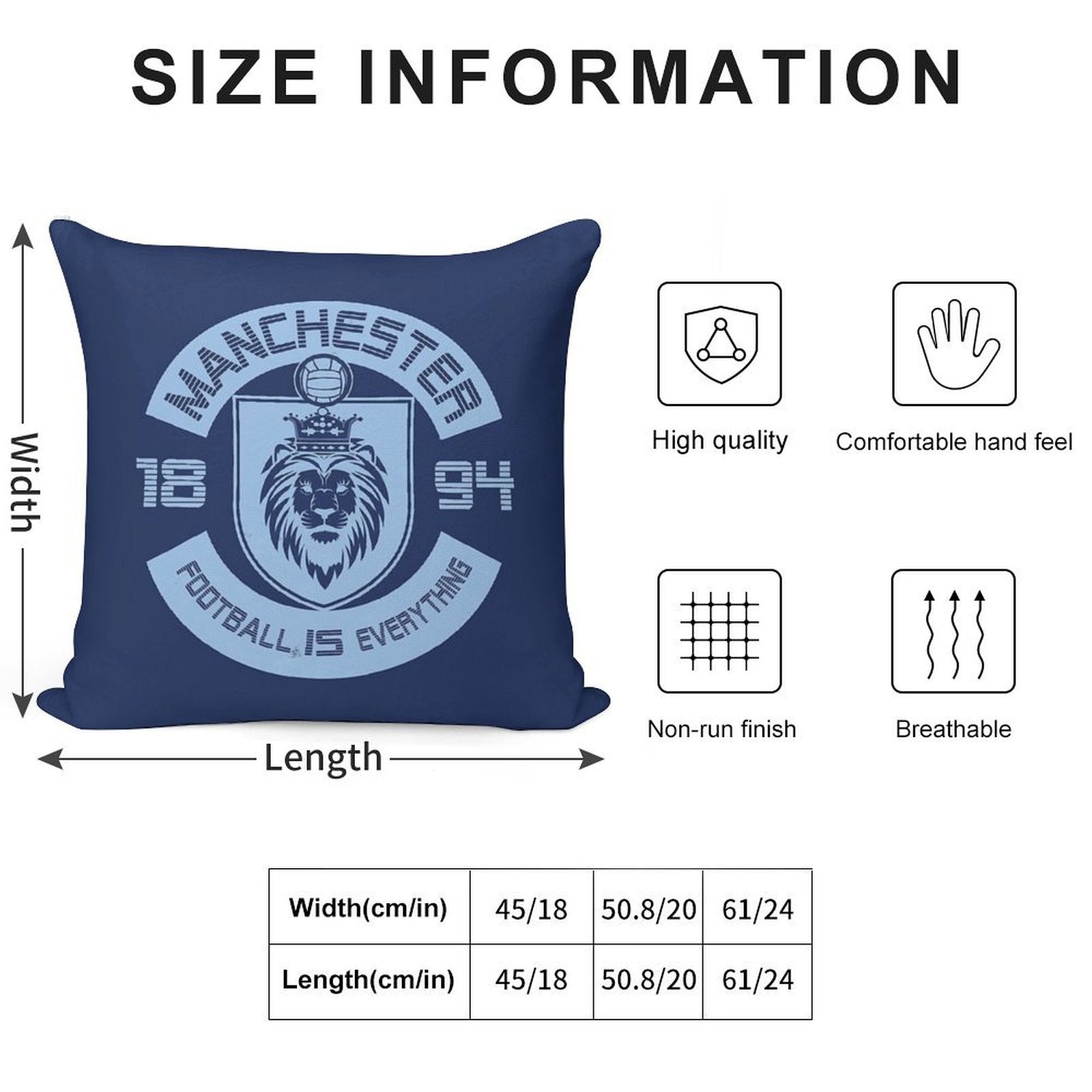 Football Is Everything - City of Manchester Squad Retro Soft Gift Ready Throw Pillow