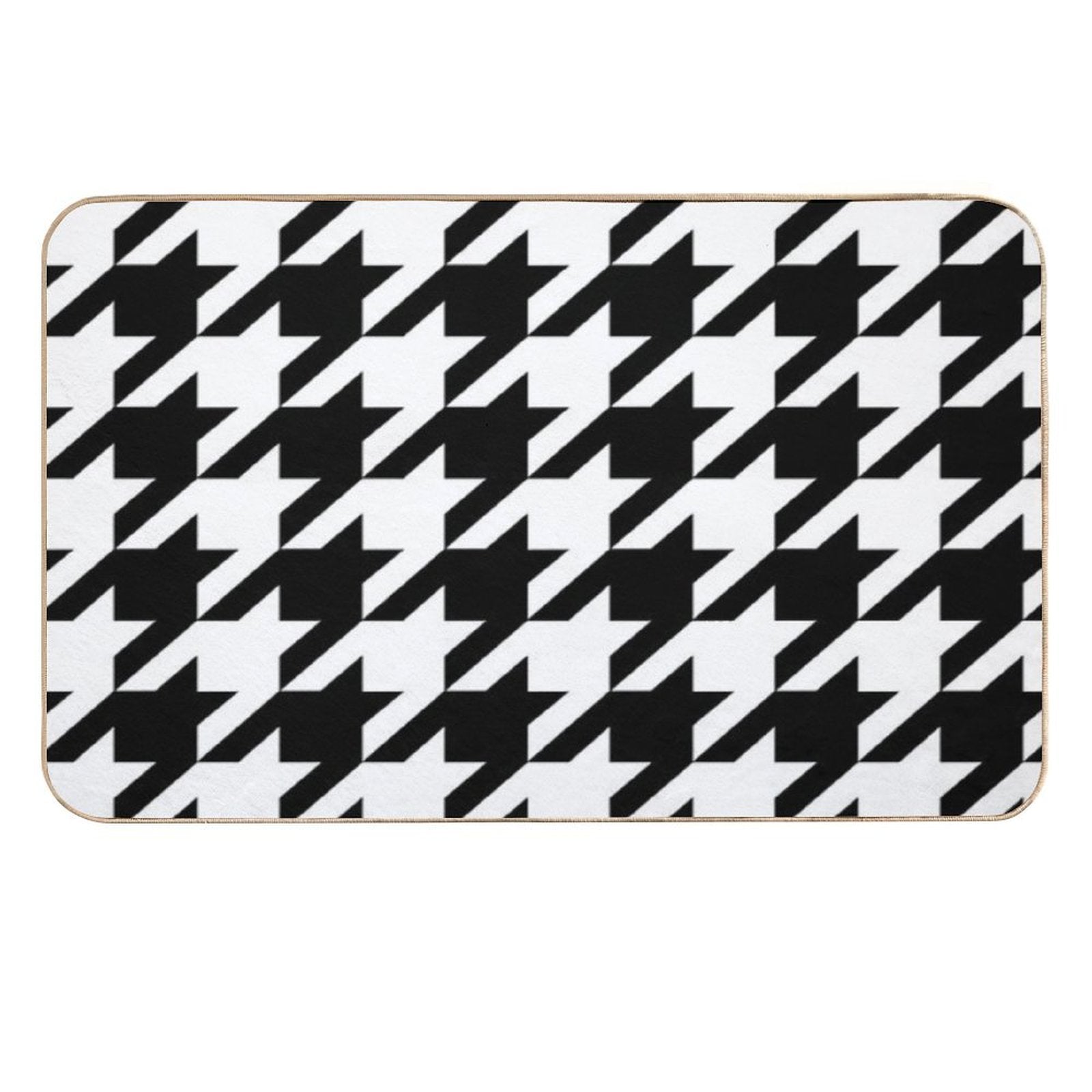 Preppy 1980s Geometric Pattern Trendy Black And White Houndstooth  Multi-Purpose Bath Mat