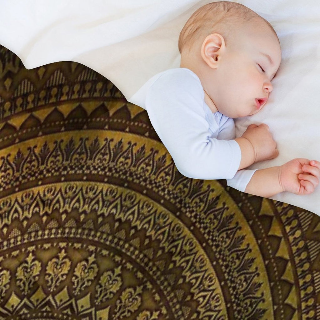 Lime Brown Mandala Travel-friendly Throw Blanket