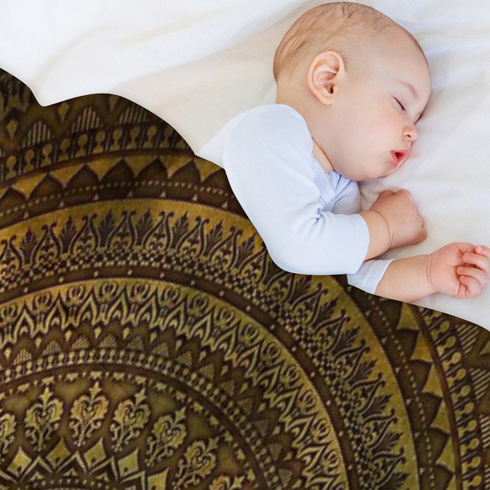 Lime Brown Mandala Travel-friendly Throw Blanket
