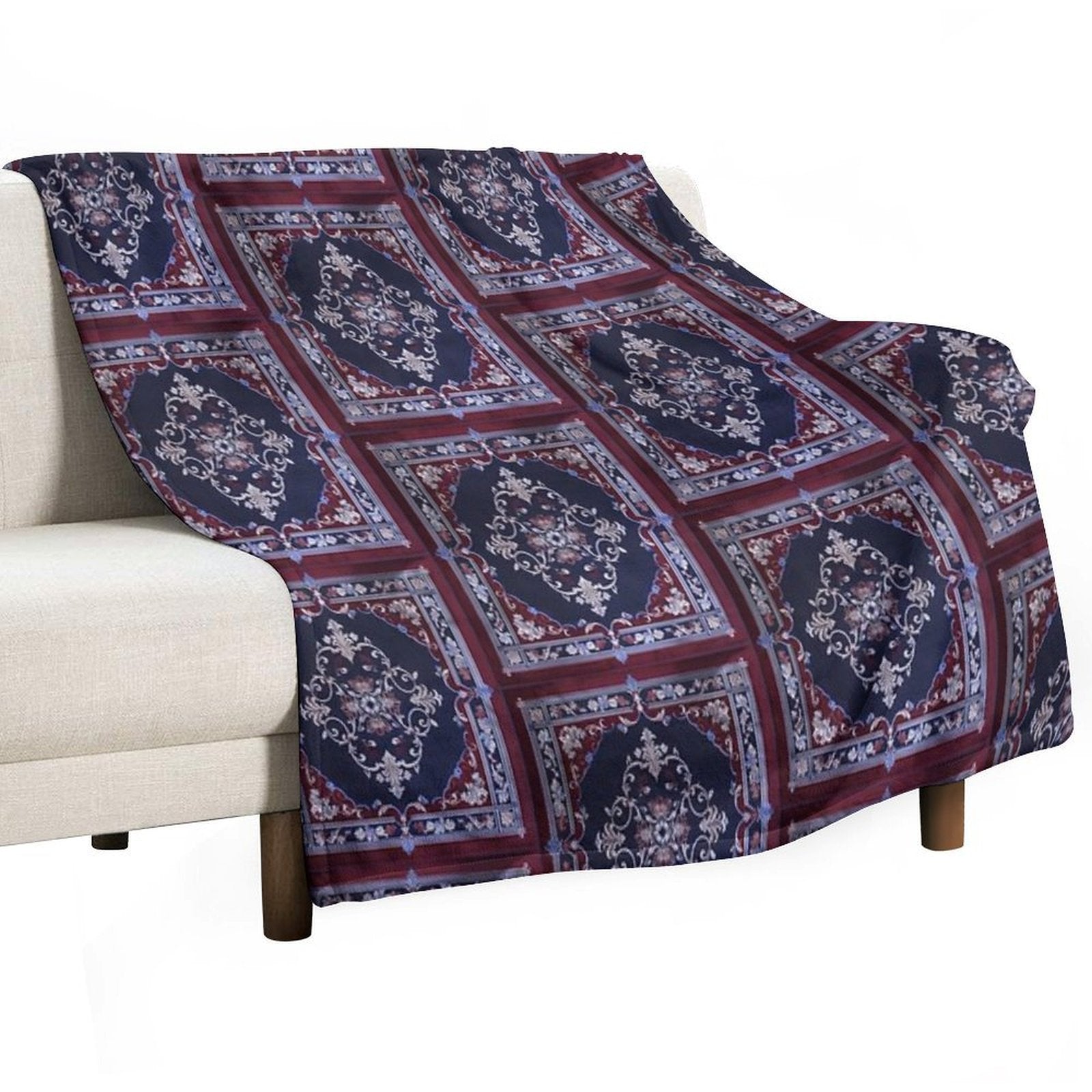 Burgendy Blue Rug Comfort Throw Blanket