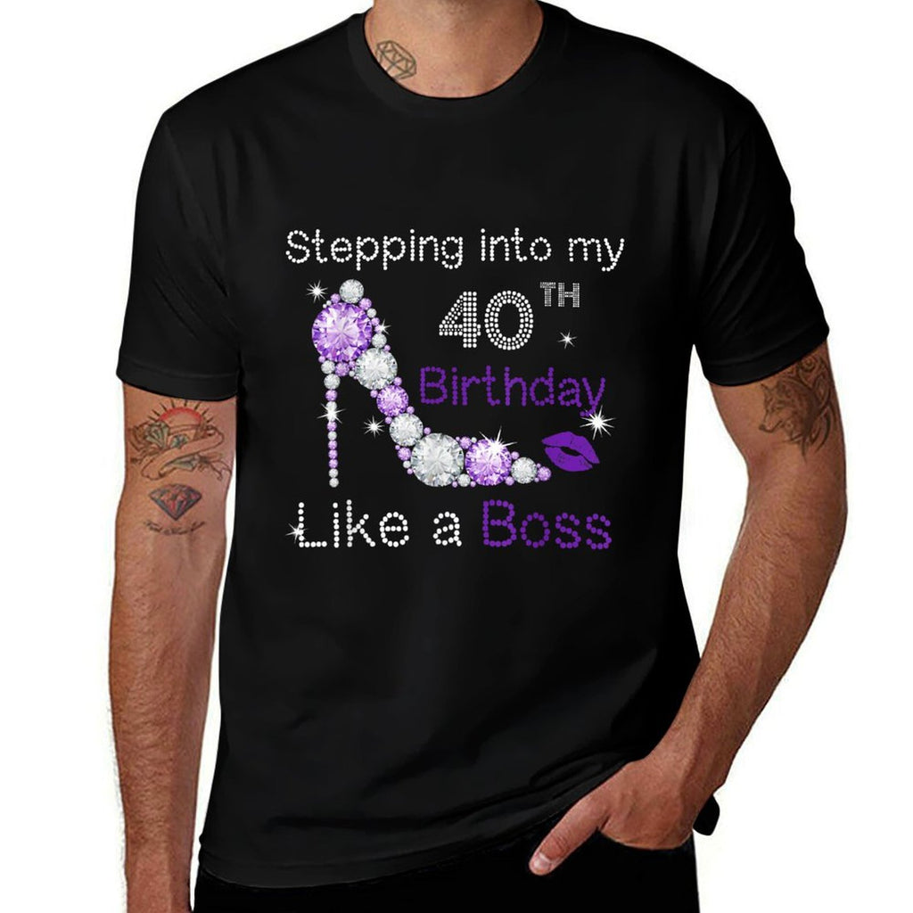 Stepping Into My 40th Birthday Like A Boss Funny For Women  Heathered Texture T-Shirt