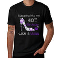 Stepping Into My 40th Birthday Like A Boss Funny For Women  Heathered Texture T-Shirt