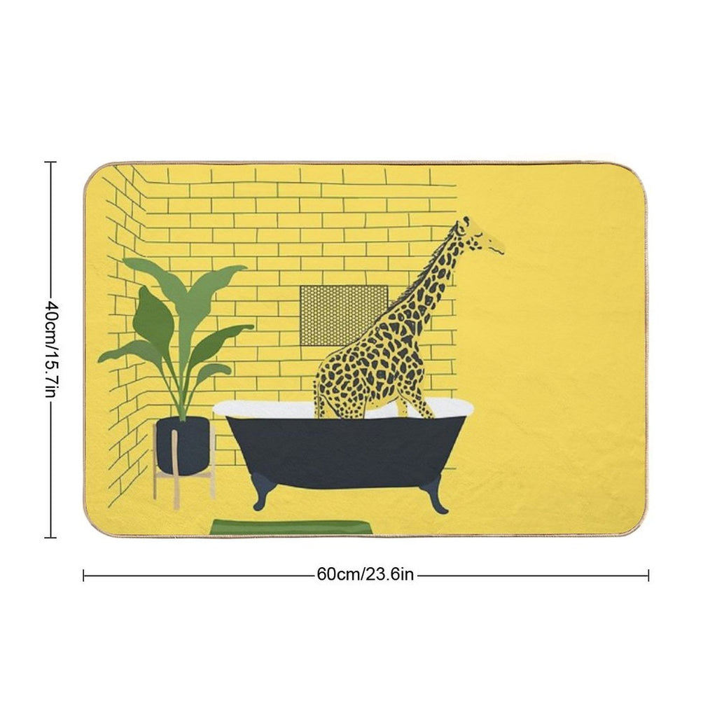 Giraffe in A Bath  Absorbent Bath Mat
