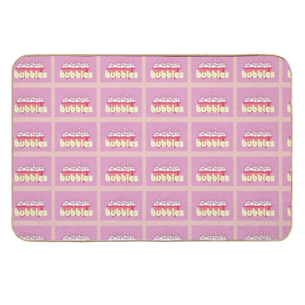 Cartoon Pink Bubble Bath Poster  Stain-Proof Bath Mat