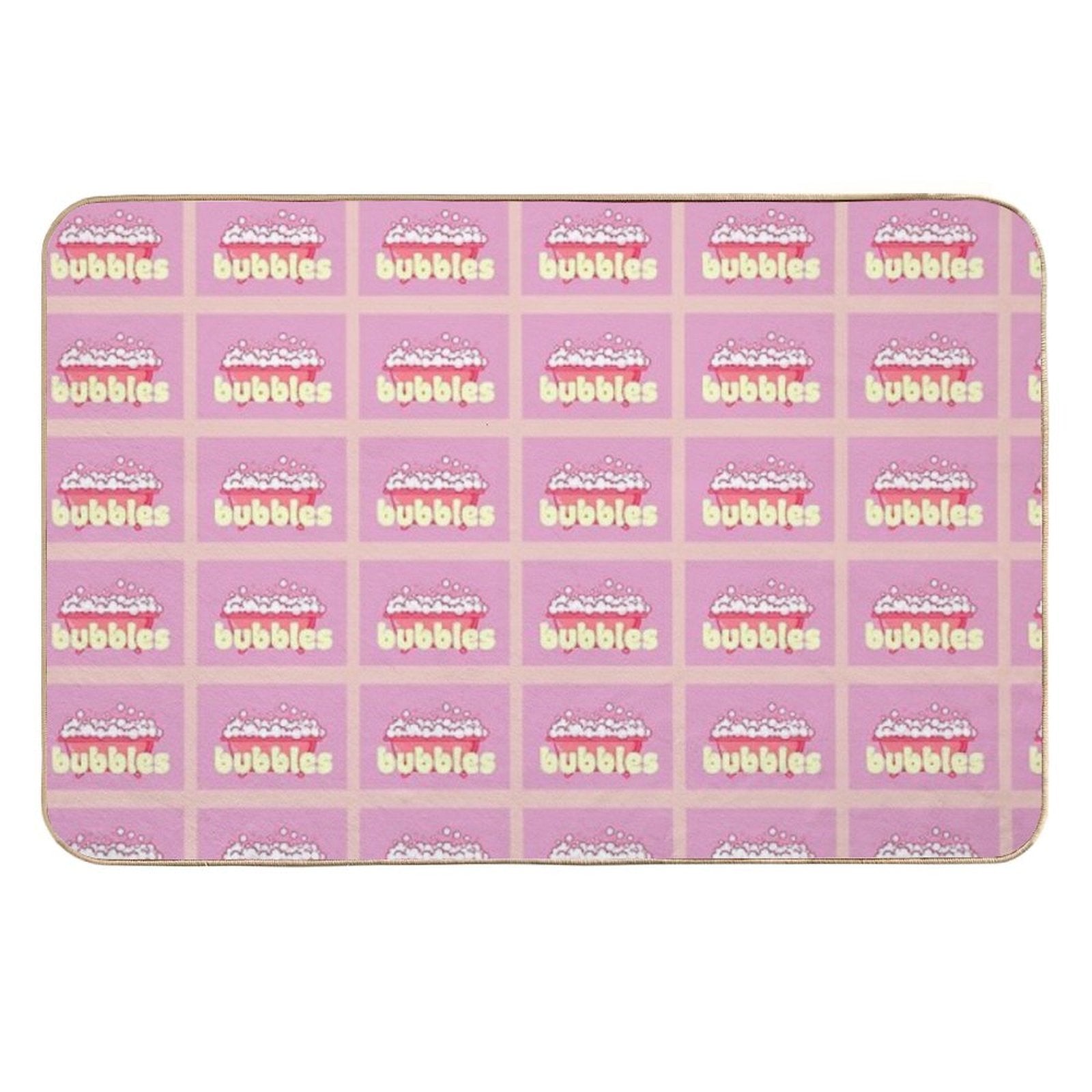 Cartoon Pink Bubble Bath Poster  Stain-Proof Bath Mat