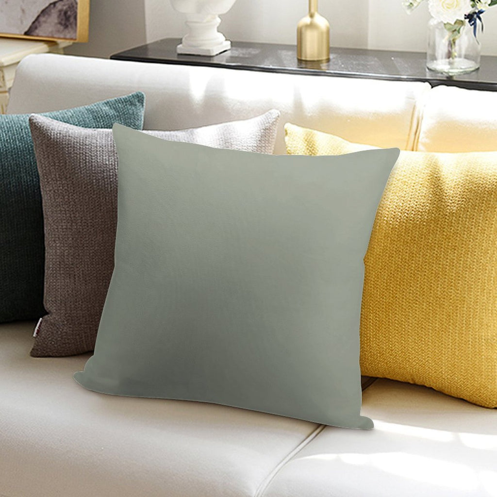 Desert Sage Grey Green Solid Color Soft Reinforced Edging Throw Pillow