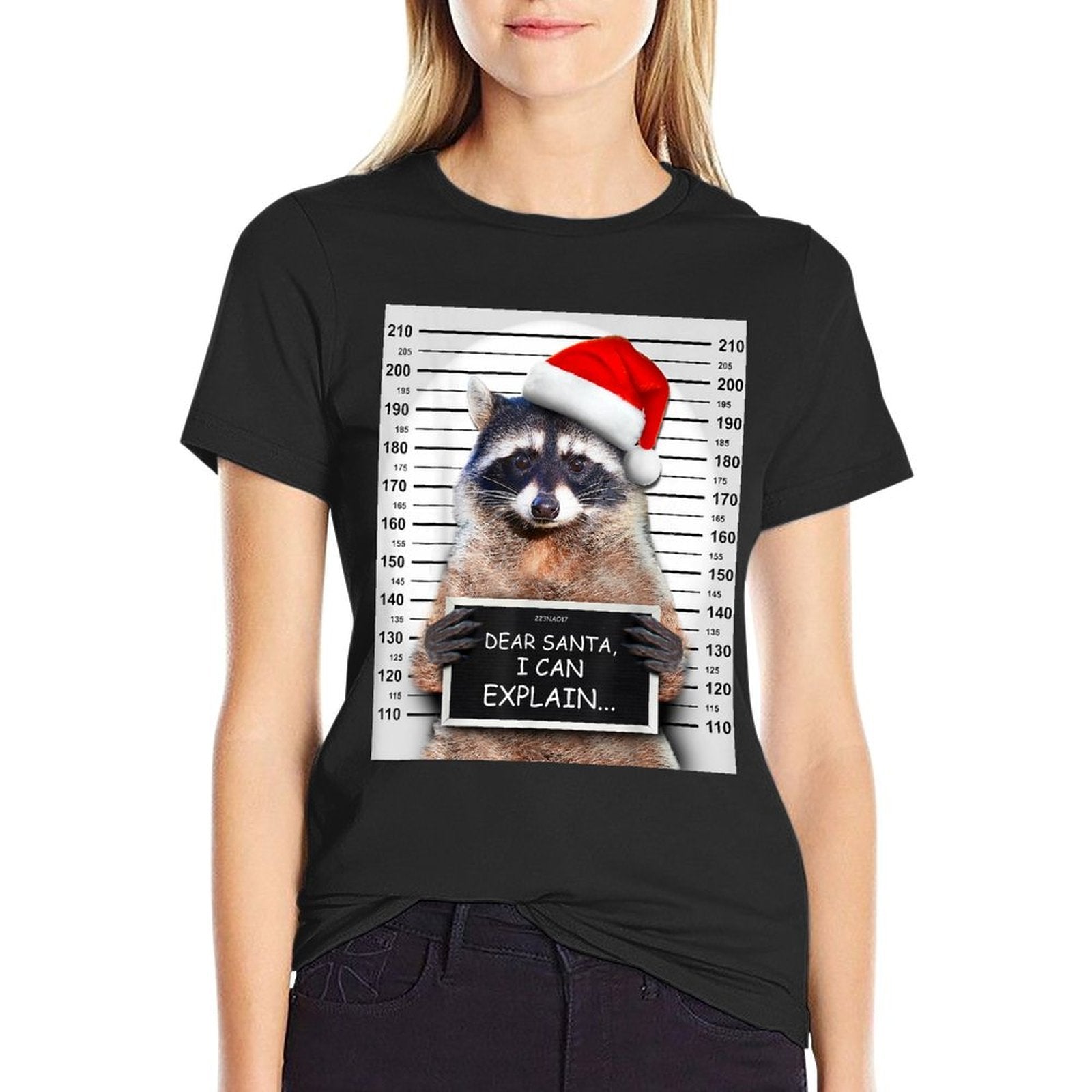 Dear Santa I Can Explain Funny Christmas Raccoon  Moisture-wicking T-Shirt