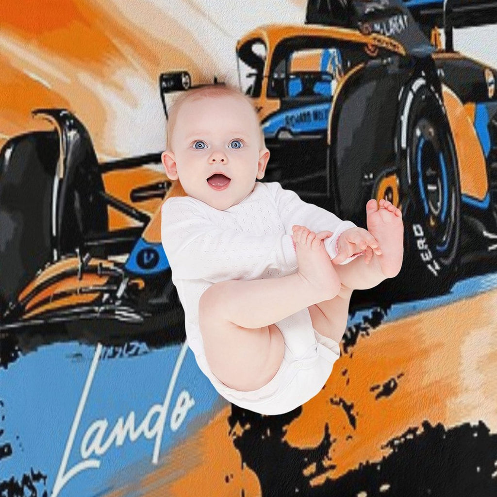 Lando Norris - Retro_Digi Art Premium Throw Blanket