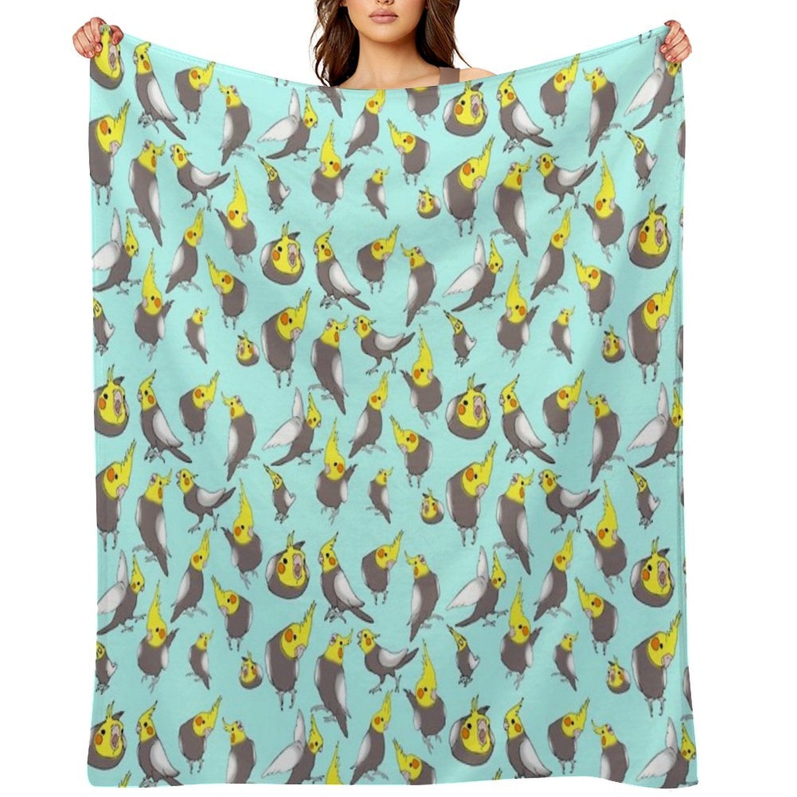 Cockatiel Doodle Pattern Lightweight Throw Blanket