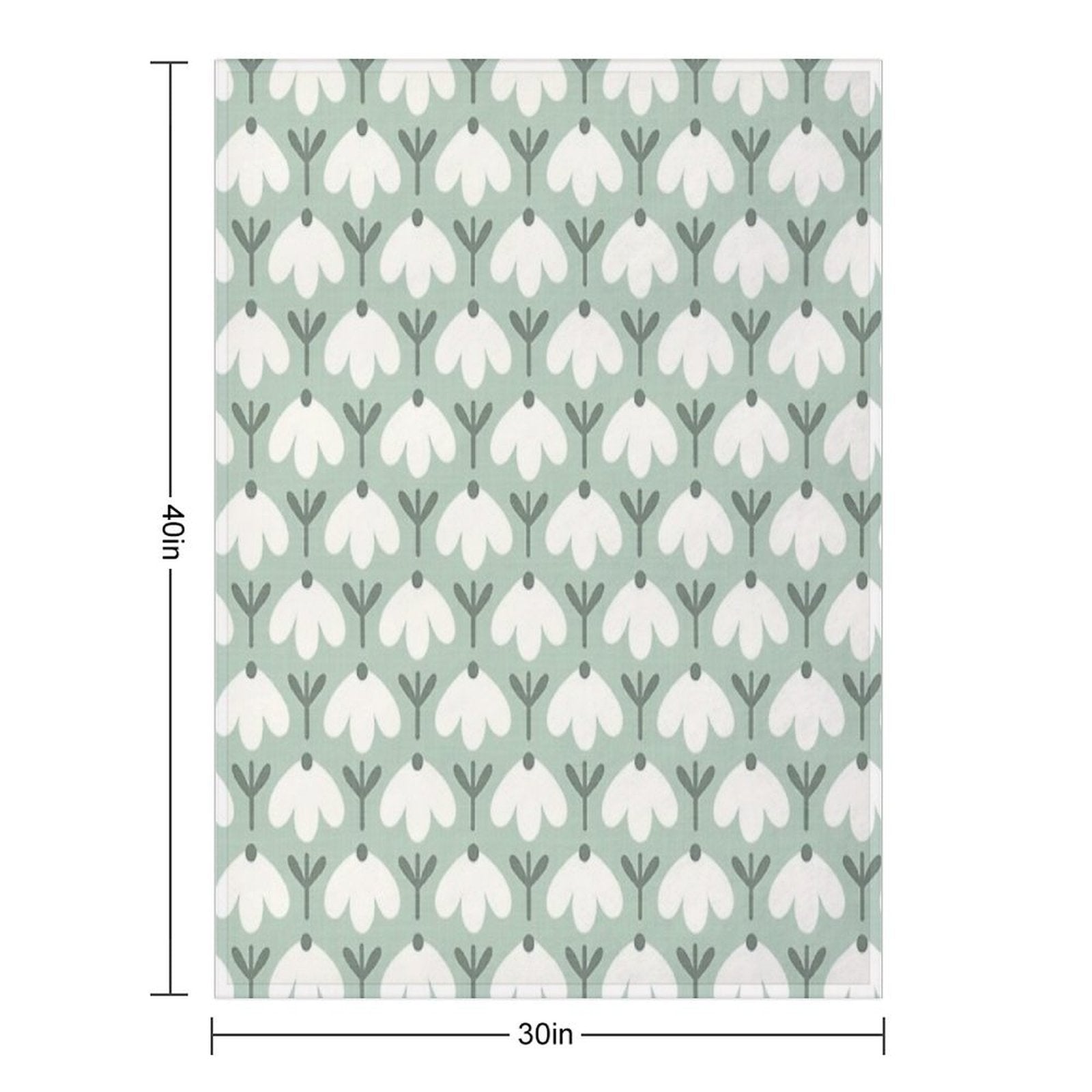 Bold Petal Flowers – Sage Green & Cream – Retro Playful Floral Plush Throw Blanket