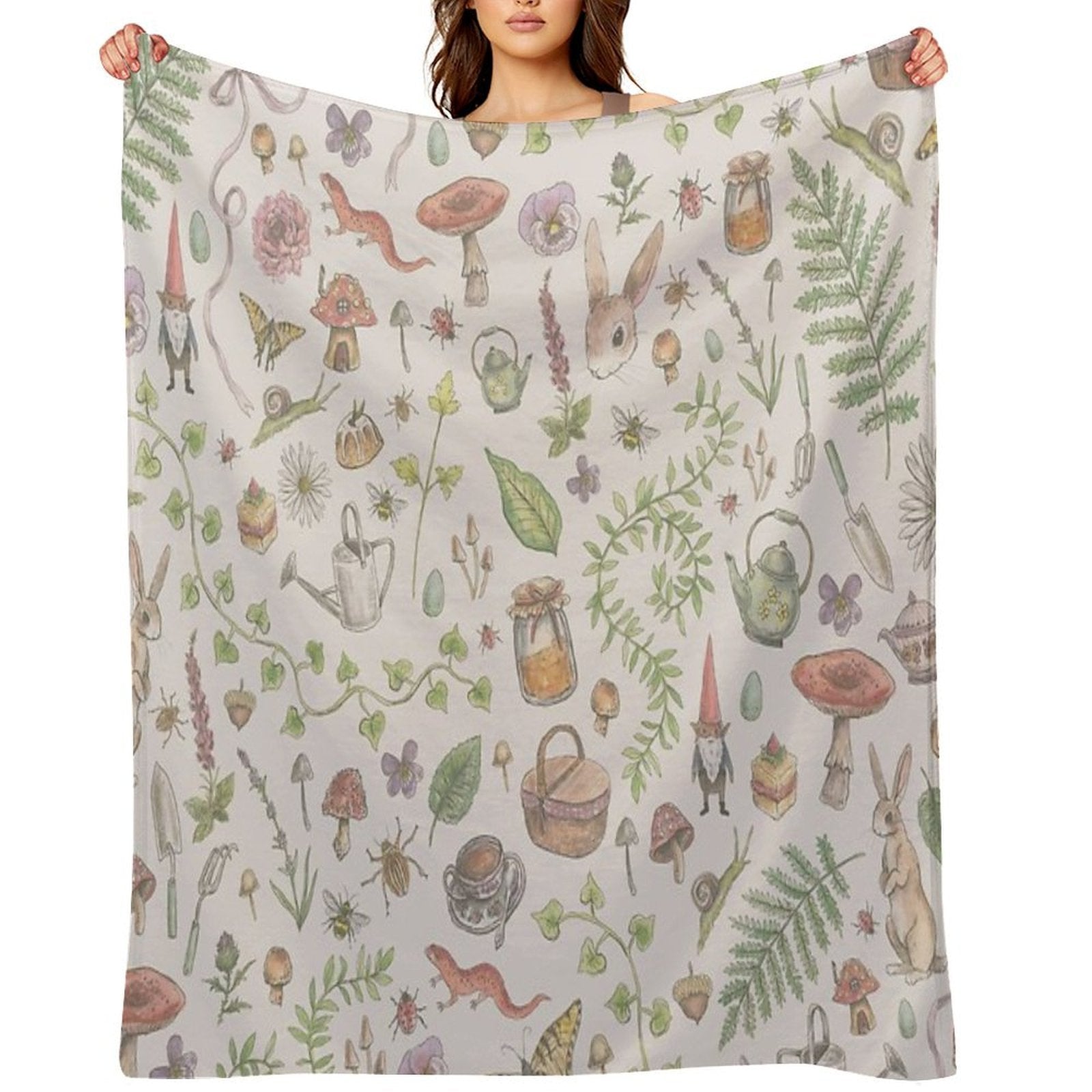 Cottagecore - Faded Pink Easy Care Throw Blanket