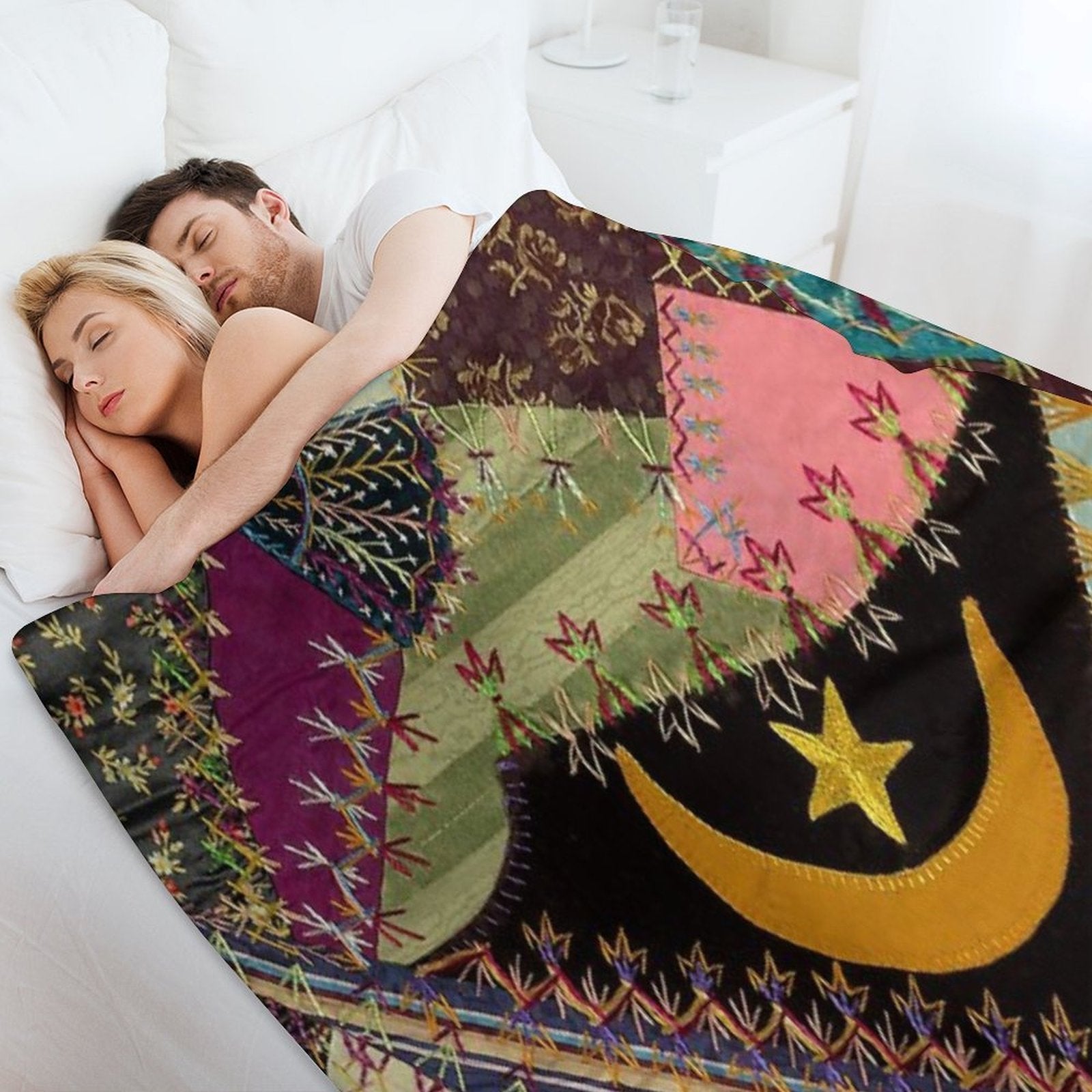 Antique Multicolor Crazy Quilt Premium Throw Blanket