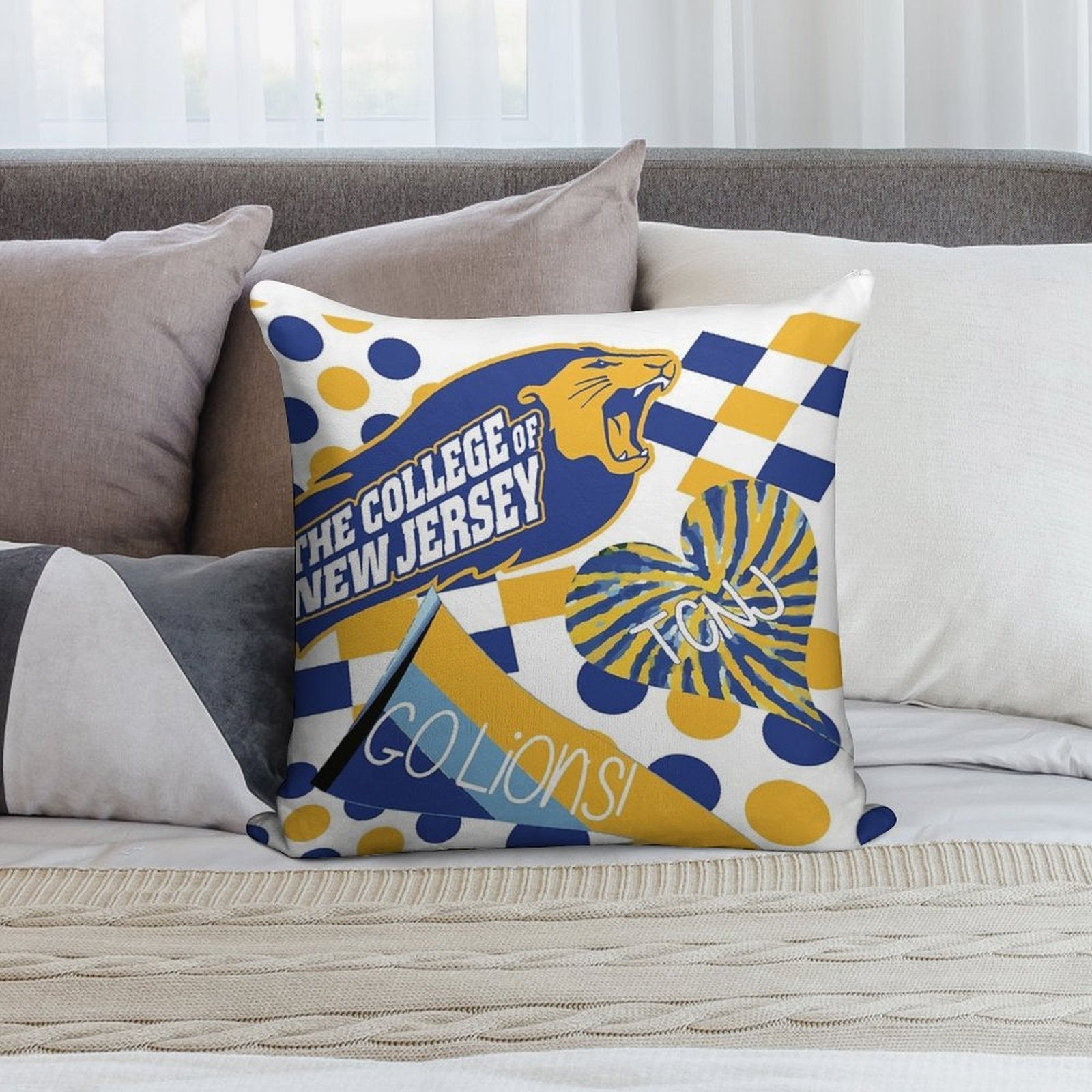 The College of New Jersey Collage Soft Fade-Resistant Throw Pillow