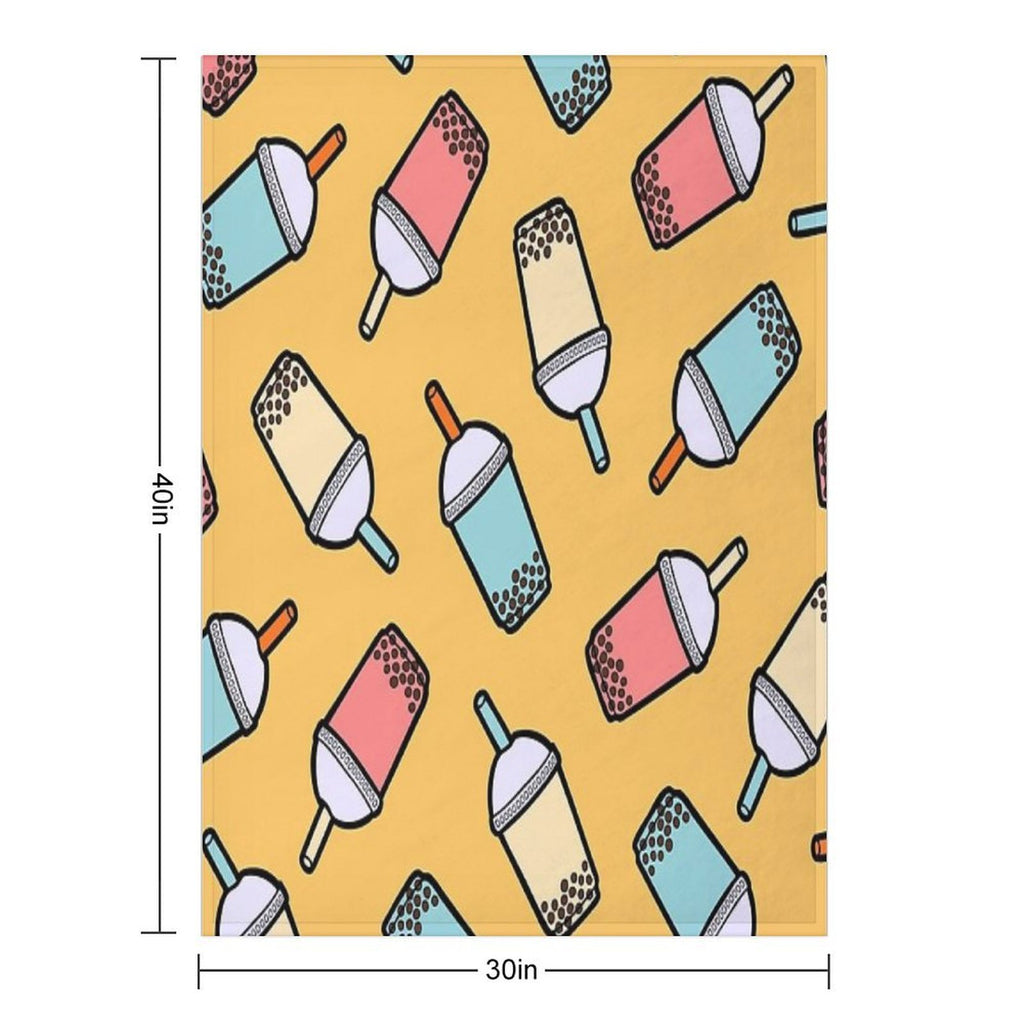 Bubble Tea Pattern Multi-functional Throw Blanket