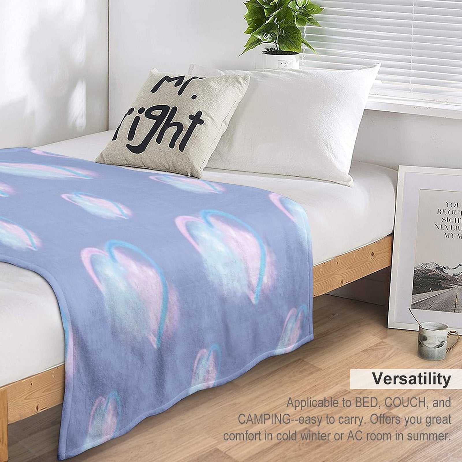 Lover Clouds on Blue Background Duo Size Gift-ready Throw Blanket