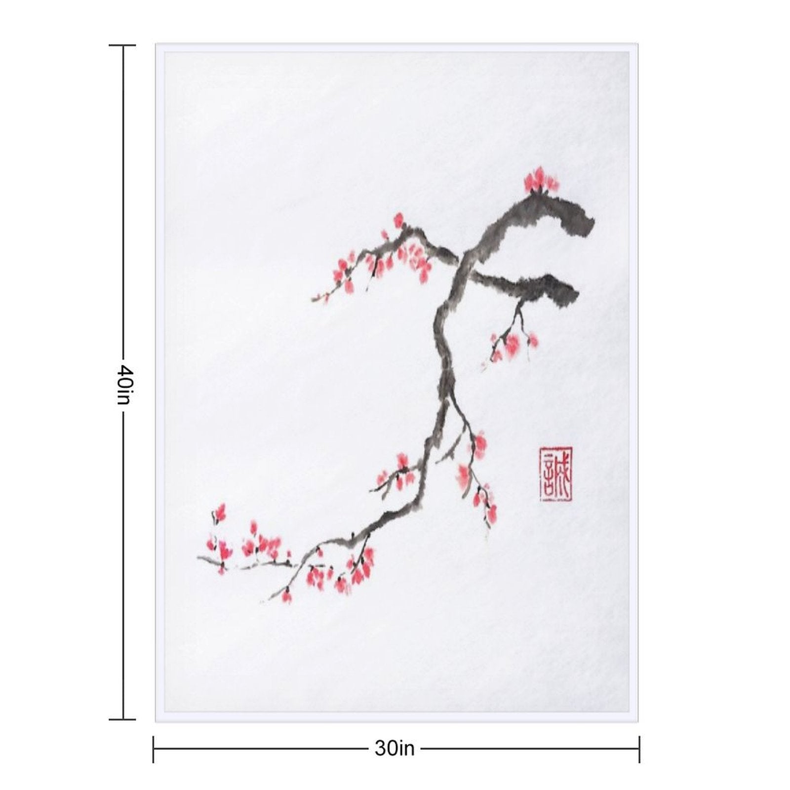 Blushing Maid Sumi-e Painting Durable Throw Blanket