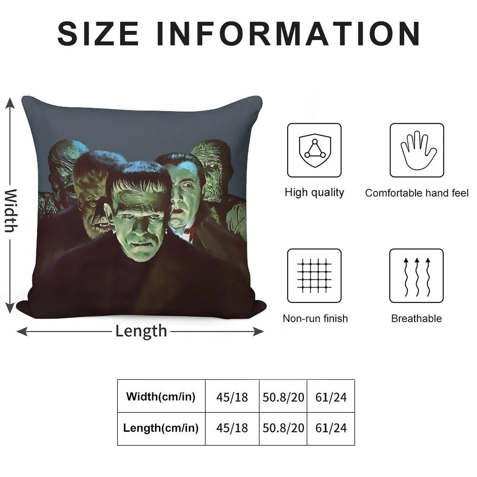 Gang of Monsters Soft Short Plush Fabric Throw Pillow