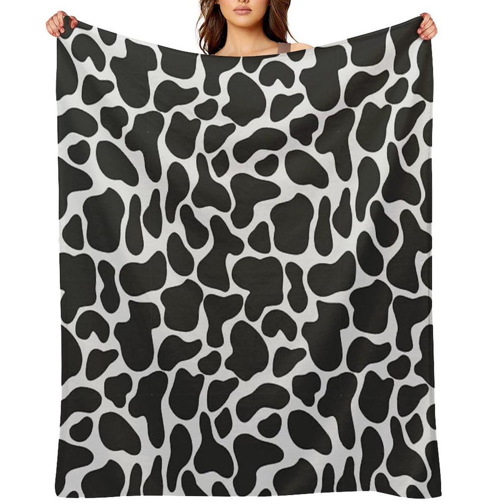 Black & White Animal Print - Cow Print Quick-dry Throw Blanket