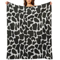 Black & White Animal Print - Cow Print Quick-dry Throw Blanket
