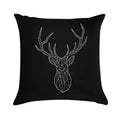 Geometric Stag - BLACK Soft Fade-Resistant Throw Pillow