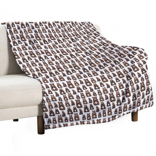 Bear's Thoughtful Pose Pattern 4 Plush Throw Blanket