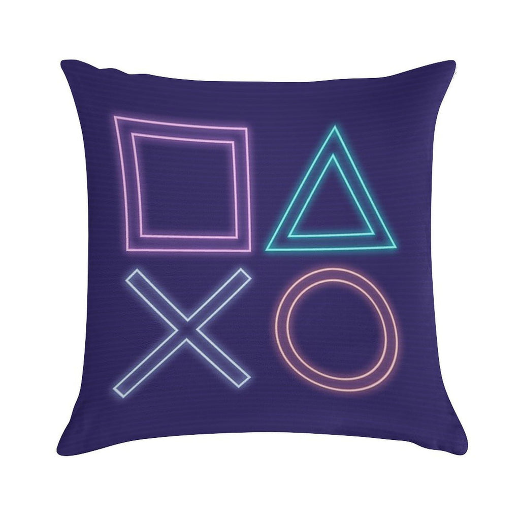 Playstation Buttons Synthwave Neon Game Pad Soft Style Accent Throw Pillow