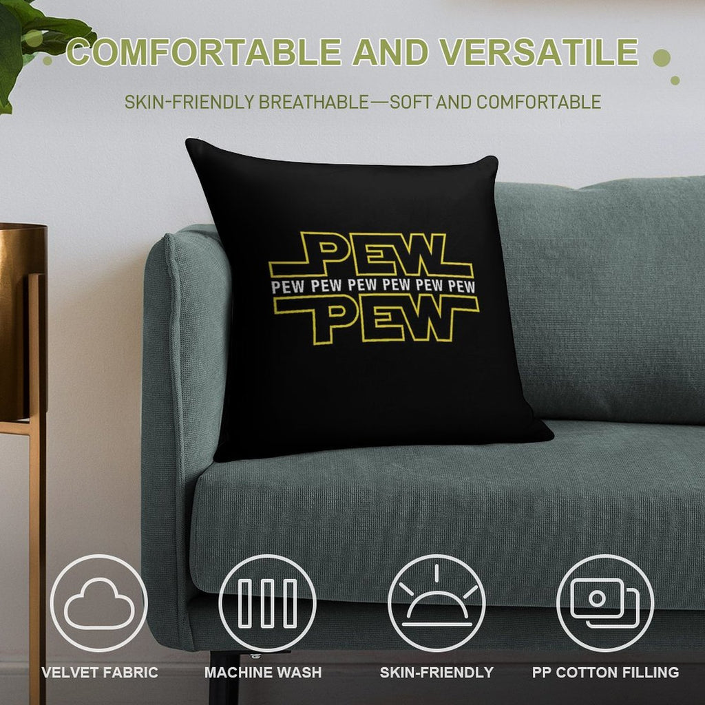 Pew Pew Pew Soft Gift Ready Throw Pillow