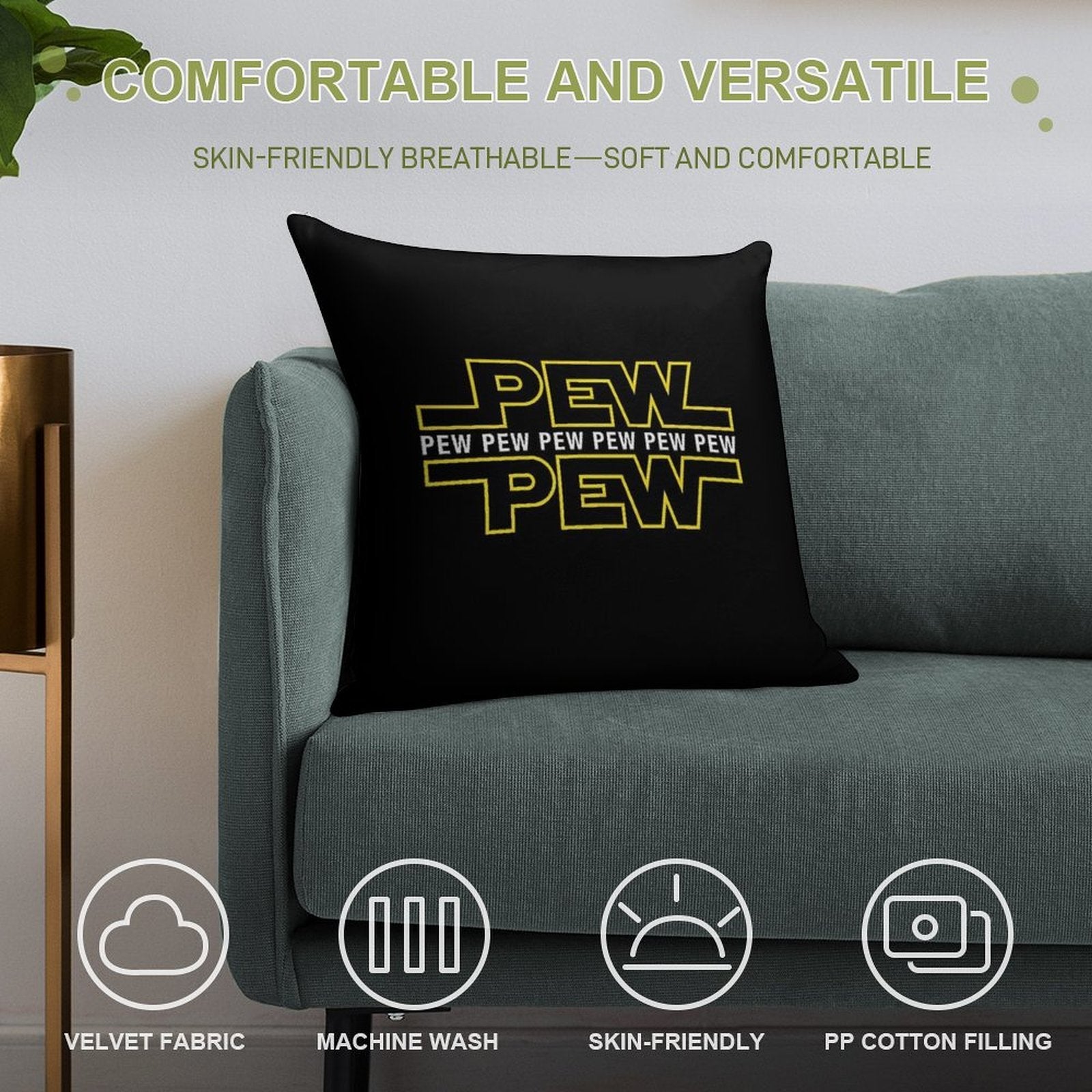 Pew Pew Pew Soft Gift Ready Throw Pillow