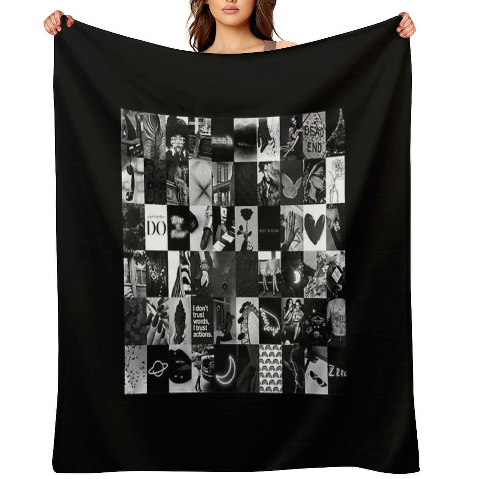Black Aesthetic Collage Classic . Compact Throw Blanket