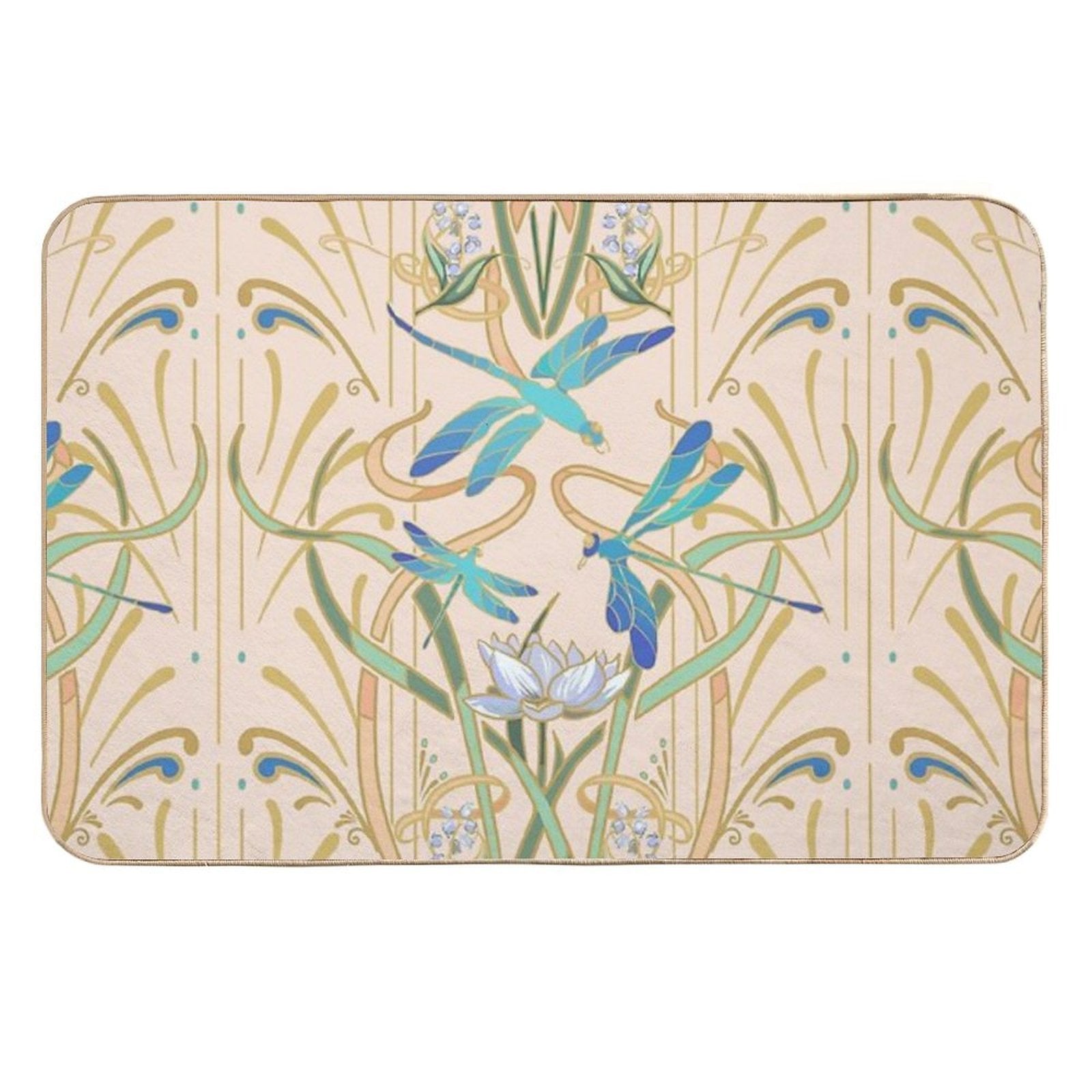 Art Nouveau Dragonflies Pattern  Blush  Odorless Bath Mat