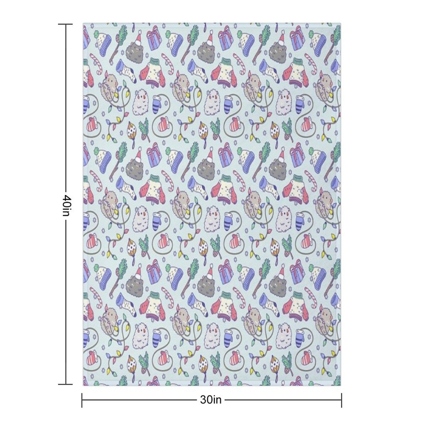 Teddy Guinea Pigs Christmas Patten in Mint Green Background Easy Care Throw Blanket