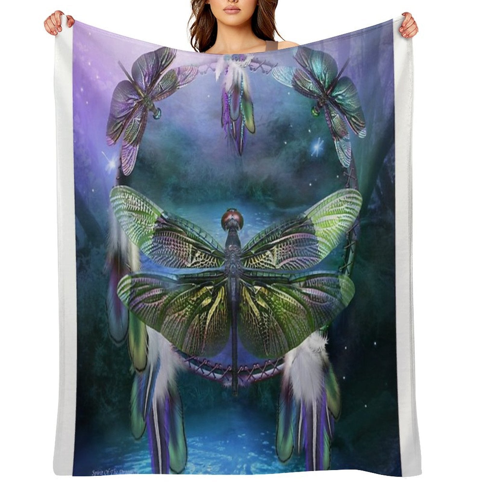 Dream Catcher - Spirit Of The Dragonfly Travel-friendly Throw Blanket