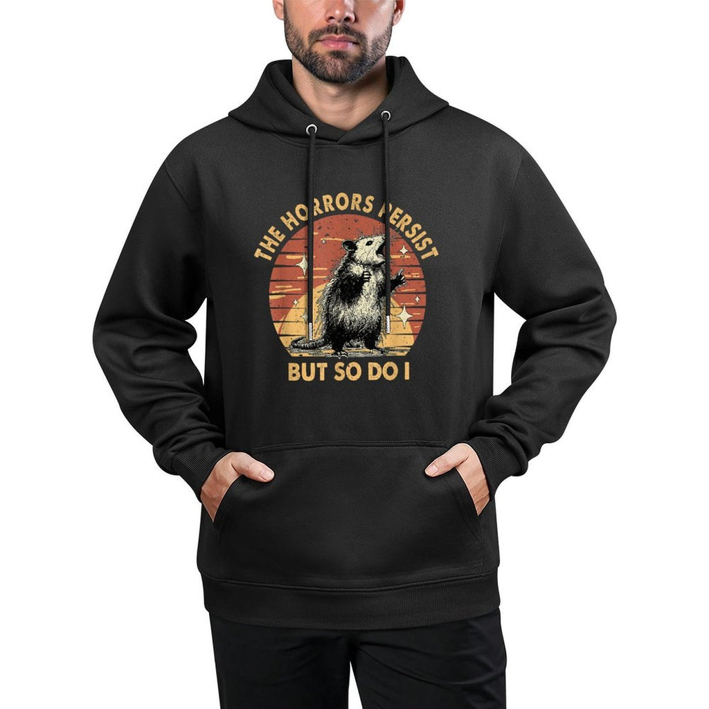 Vintage Racoon The Horrors Persist But So Do I Mental Health Casual Wear Hoodie