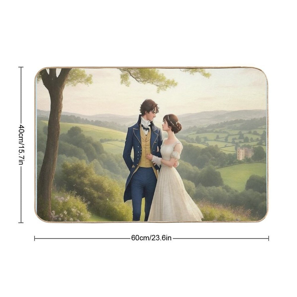 Mr Darcy And Elizabeth Bennett Pride And Prejudice Inspired Art  Dirt-Trapping Bath Mat