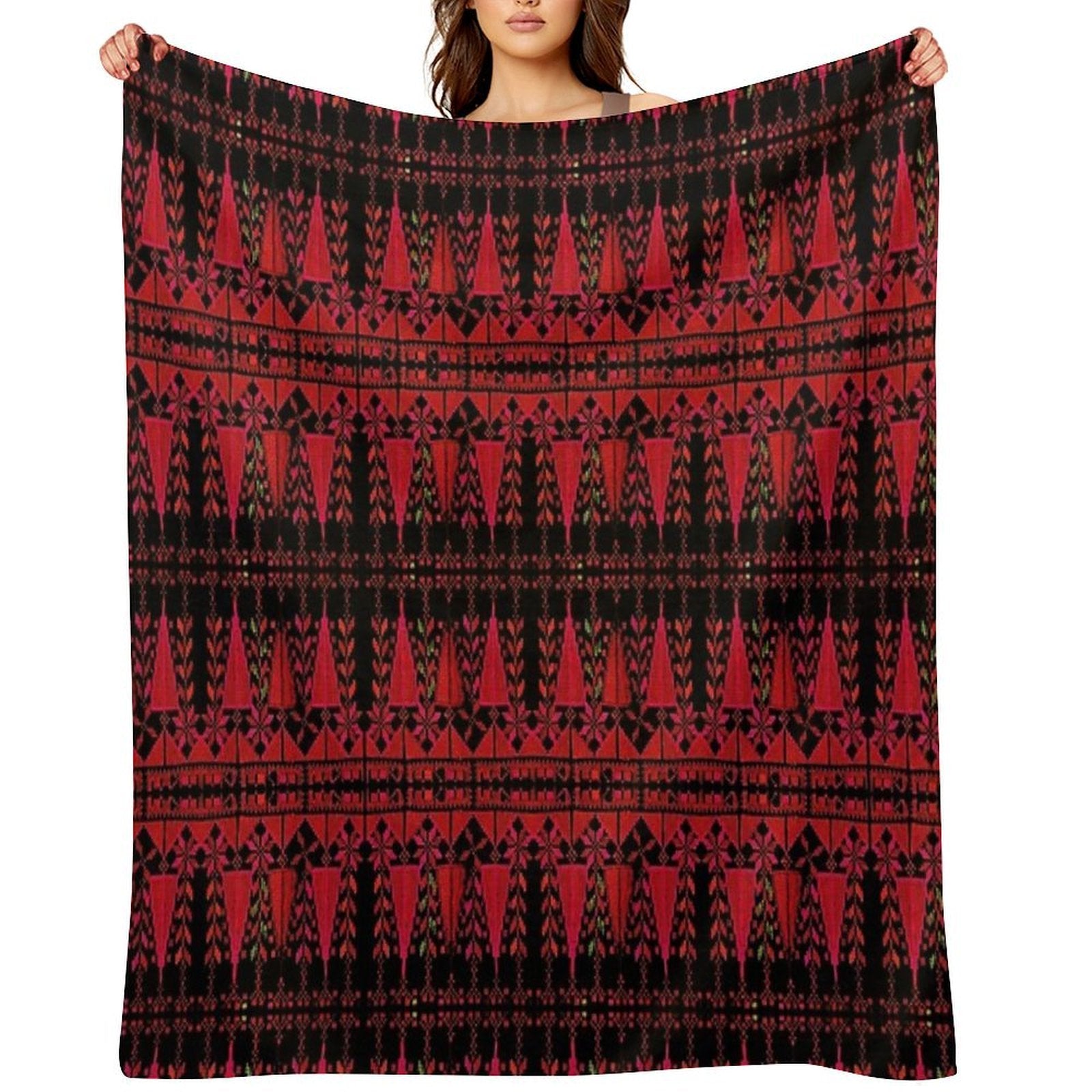 Palestinian Red Trees Durable Throw Blanket
