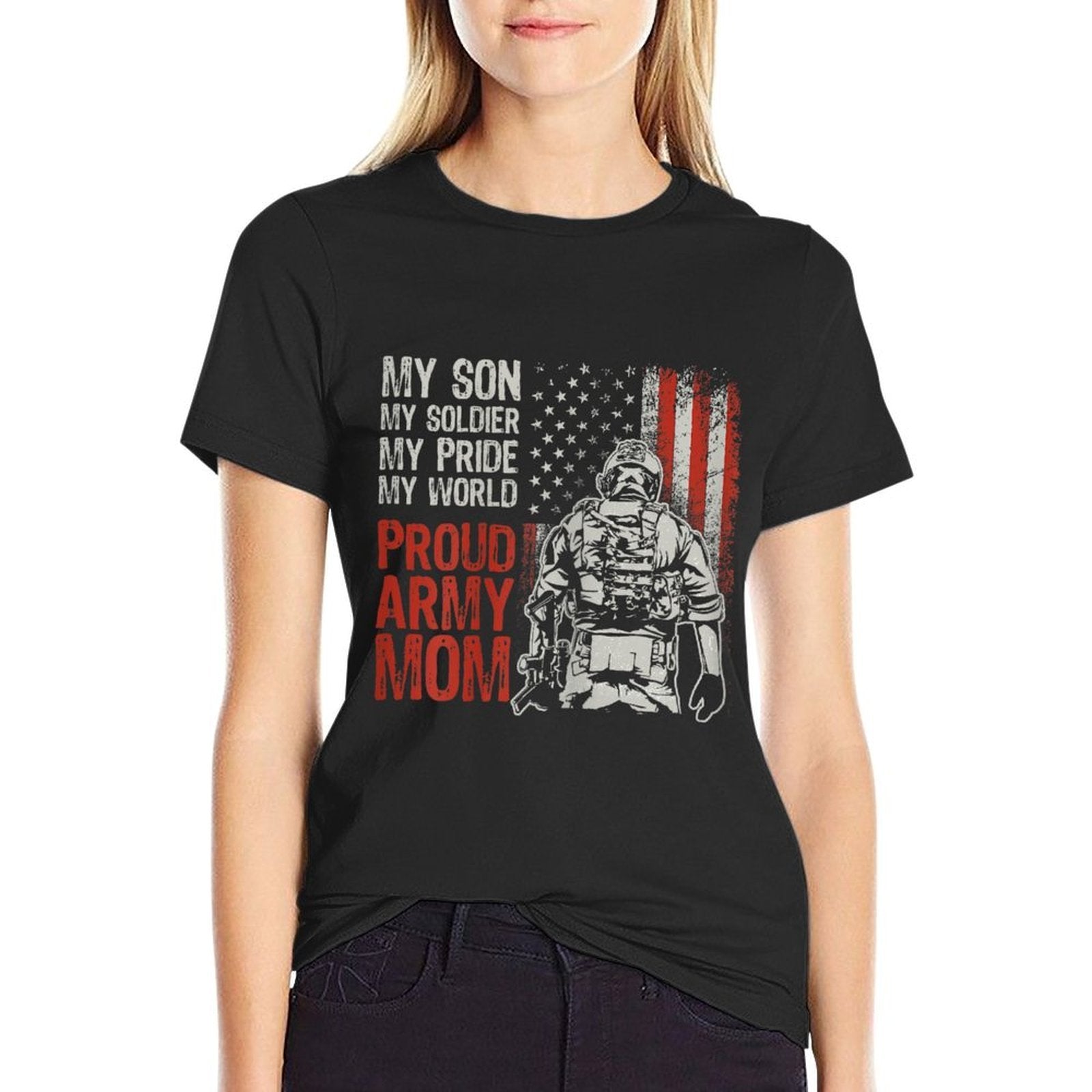 My Son My Soldier Hero Proud Army Mom US Military Mother  Trendy Pattern T-Shirt