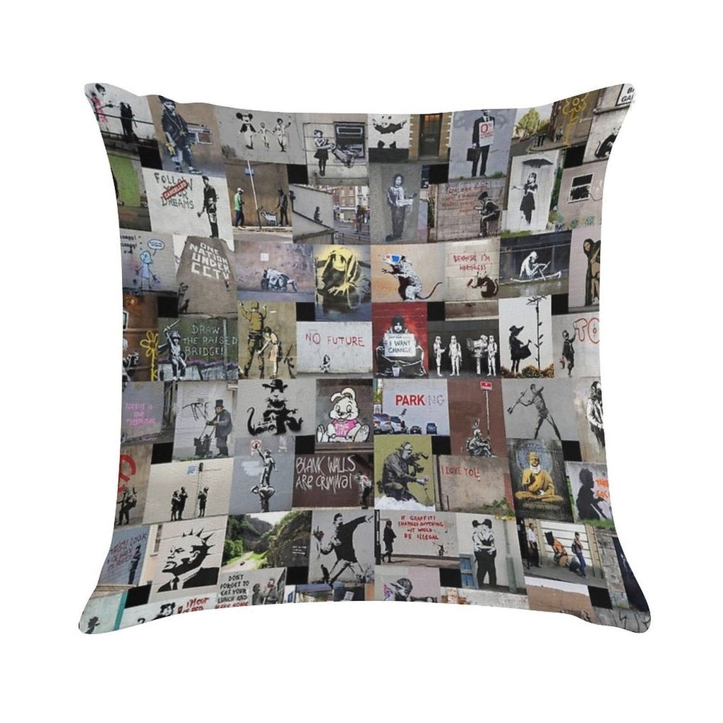 Banksy Soft Washable Throw Pillow