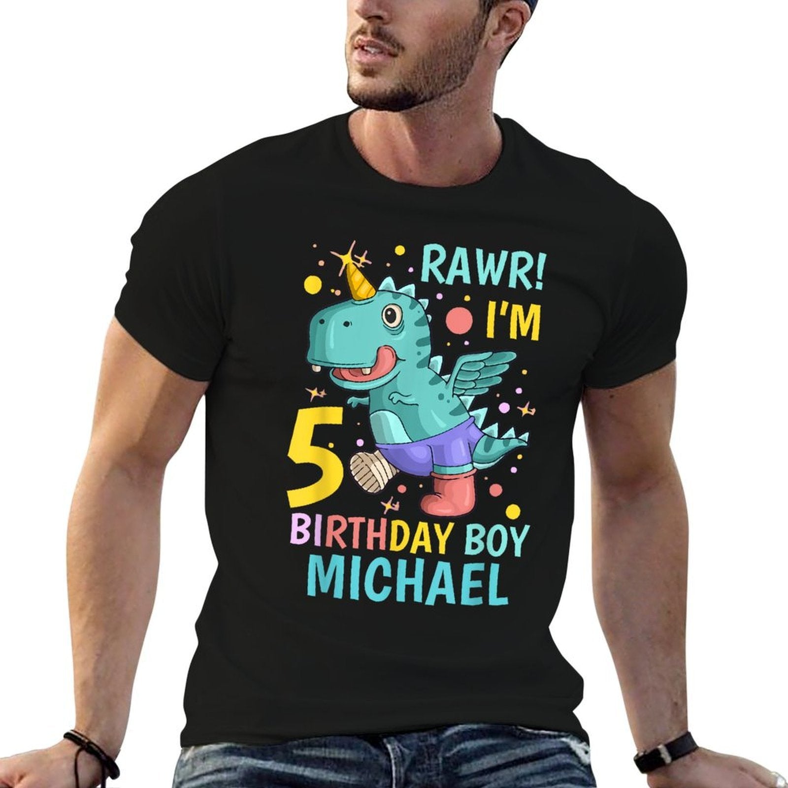 Michael 5th Birthday 5 Year Old Boy  Stretchy T-Shirt
