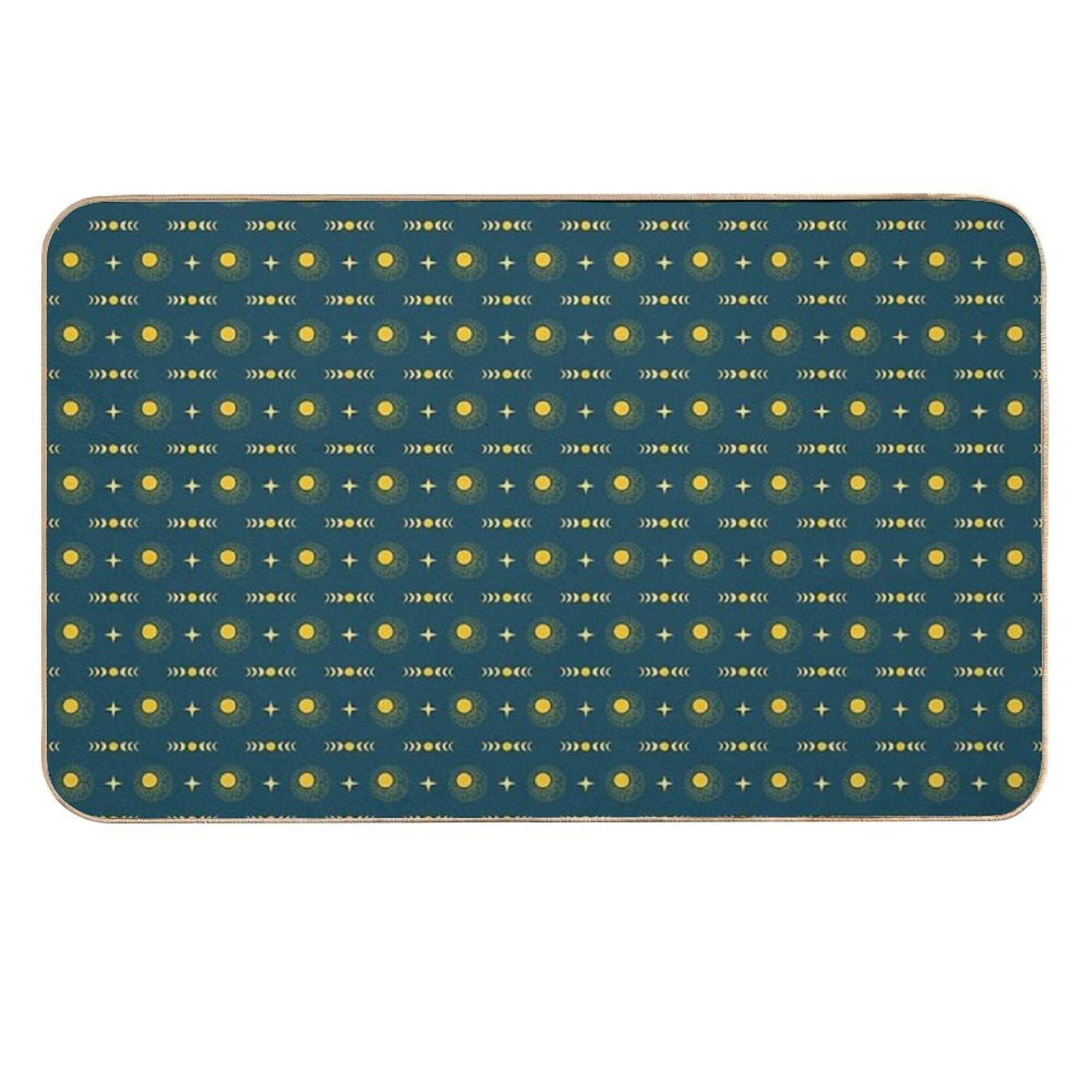 Boho Sun Moon & Stars - Navy & Yellow  Rapid-Drying Bath Mat