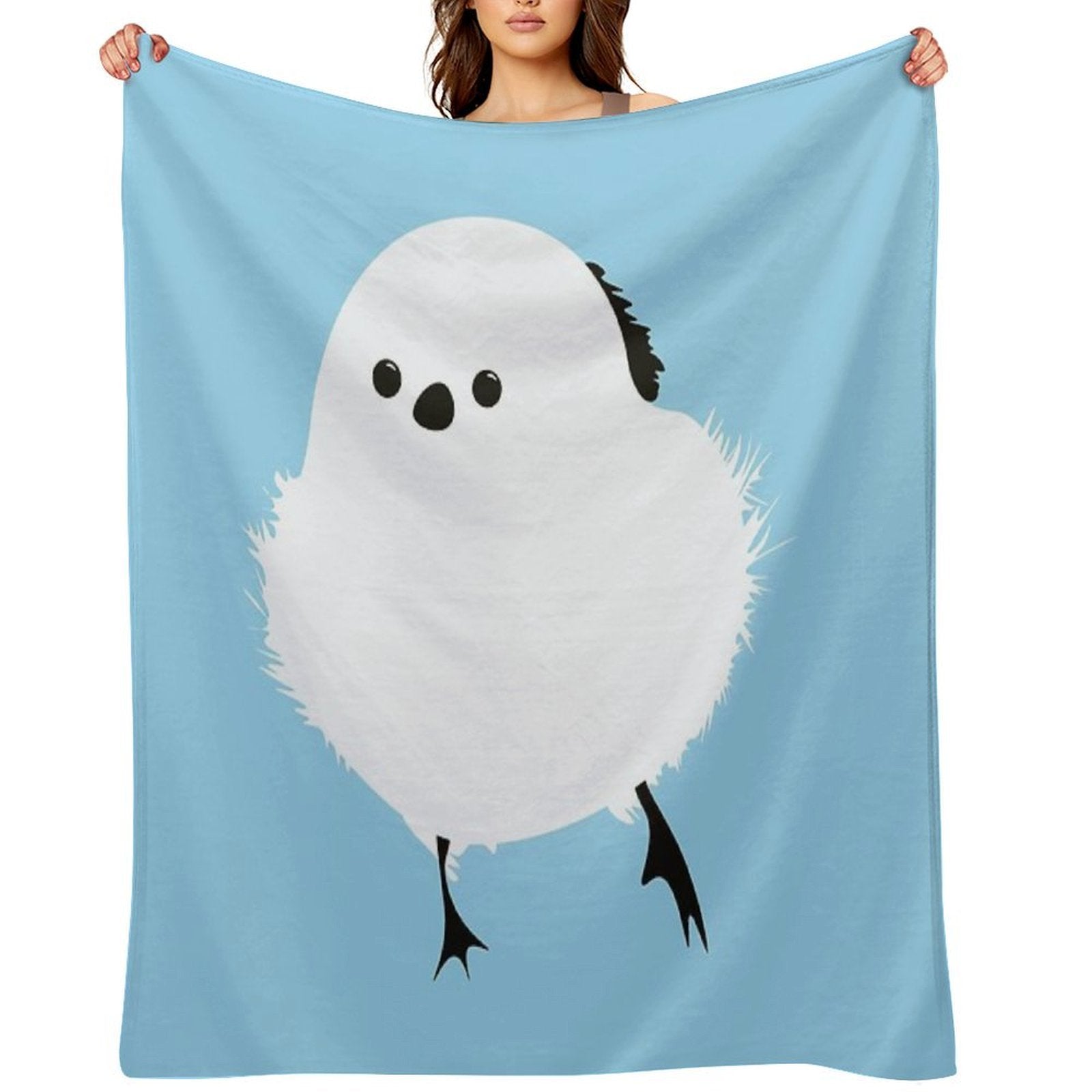 Chubby Round Bird - Shima Enaga Travel-friendly Throw Blanket