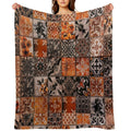 Orange Tiles Plush Throw Blanket