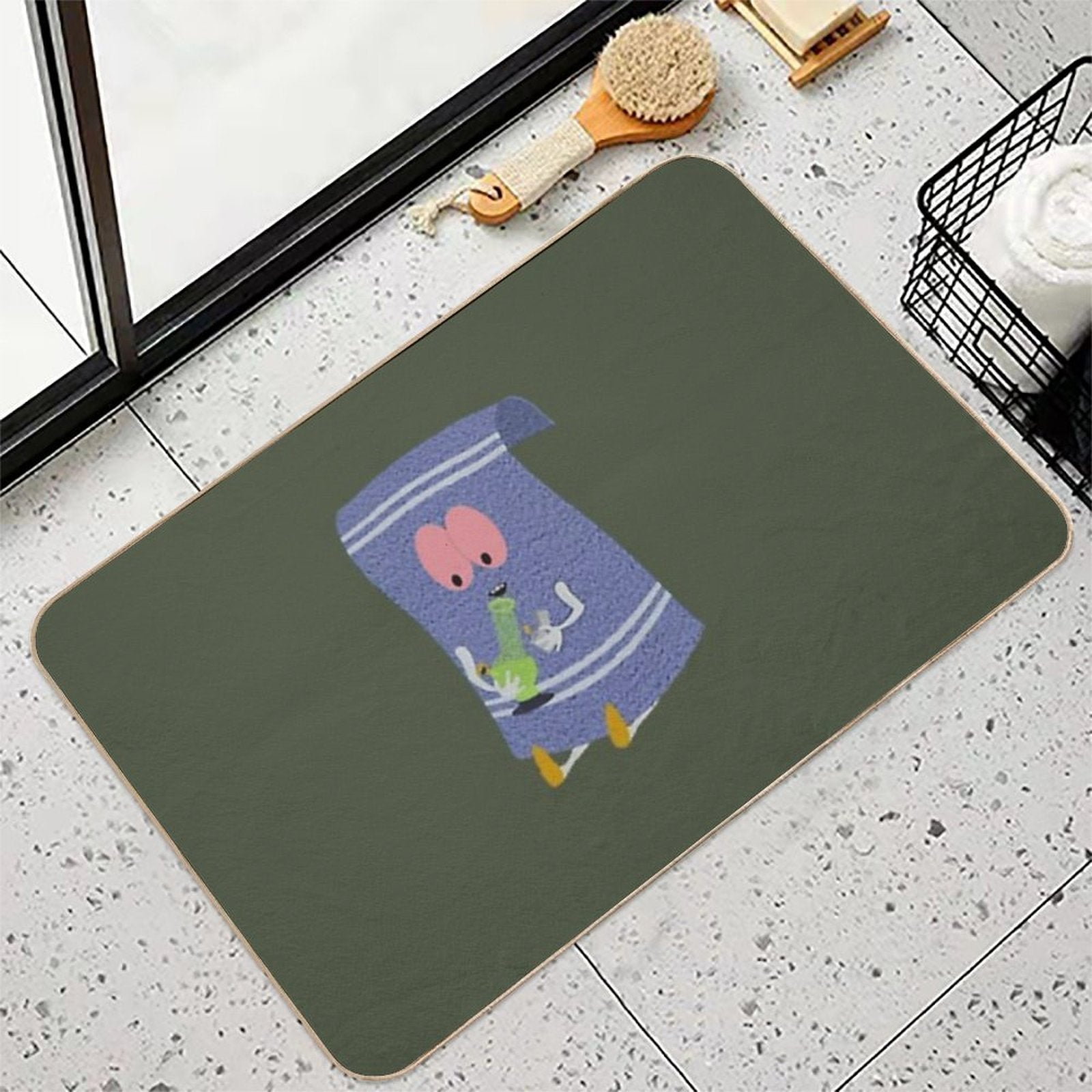 Funny Drinking Towelie  Fade-Resistant Bath Mat