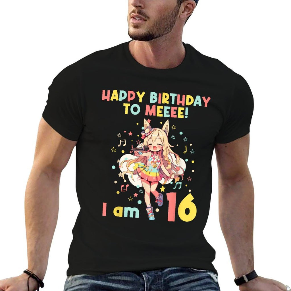 16 Years Old 16th Birthday for Girl Anime 16 Birthday  Heathered Texture T-Shirt