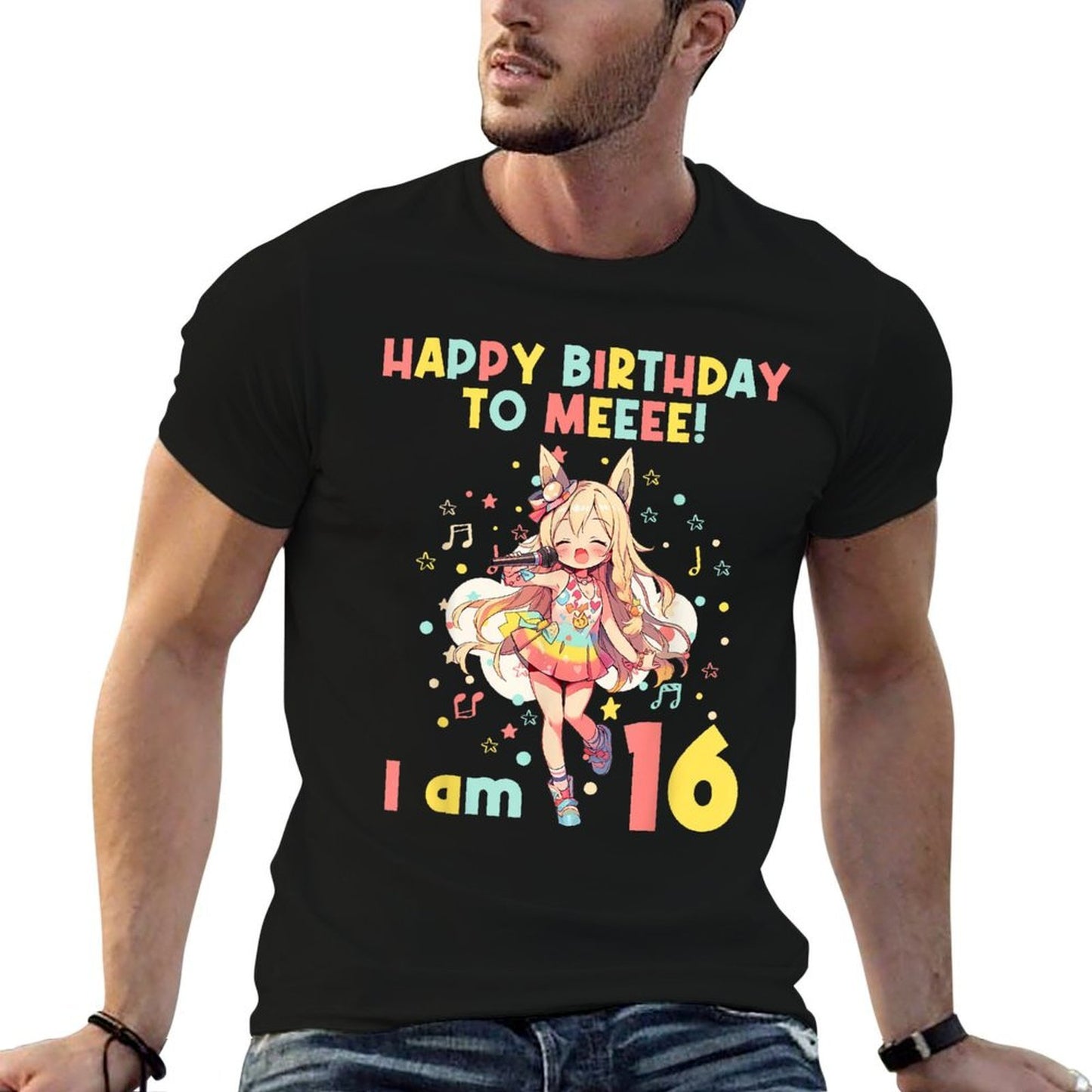 16 Years Old 16th Birthday for Girl Anime 16 Birthday  Heathered Texture T-Shirt