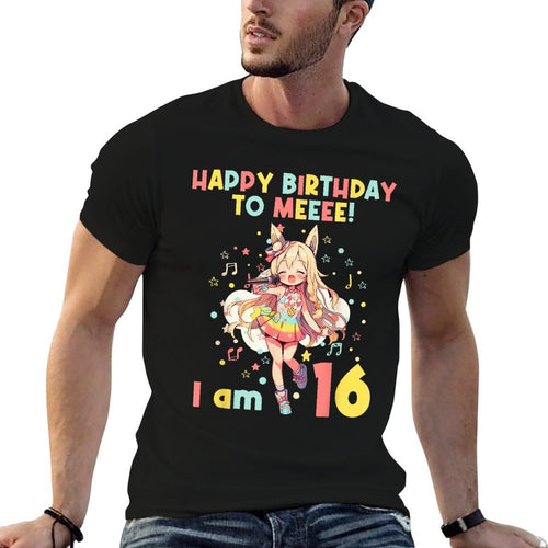 16 Years Old 16th Birthday for Girl Anime 16 Birthday  Heathered Texture T-Shirt