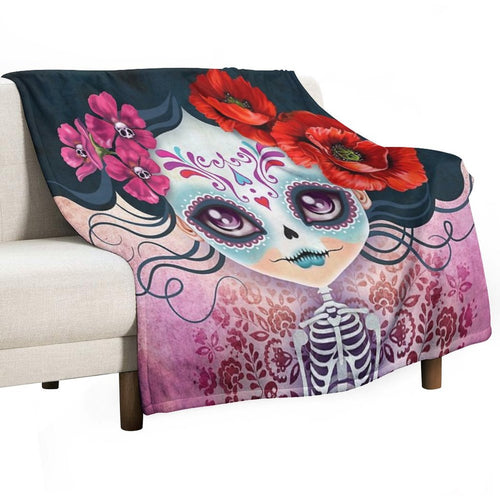 Amelia Calavera - Sugar Skull Premium Throw Blanket
