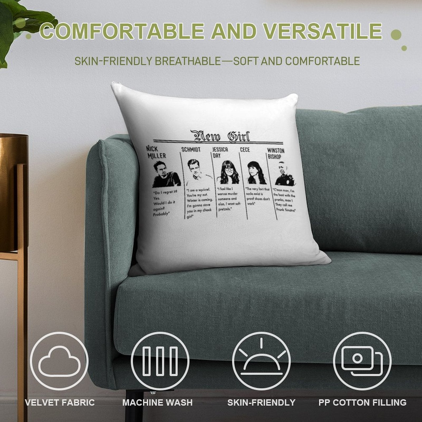 New Girl Soft Shrink-Resistant Throw Pillow