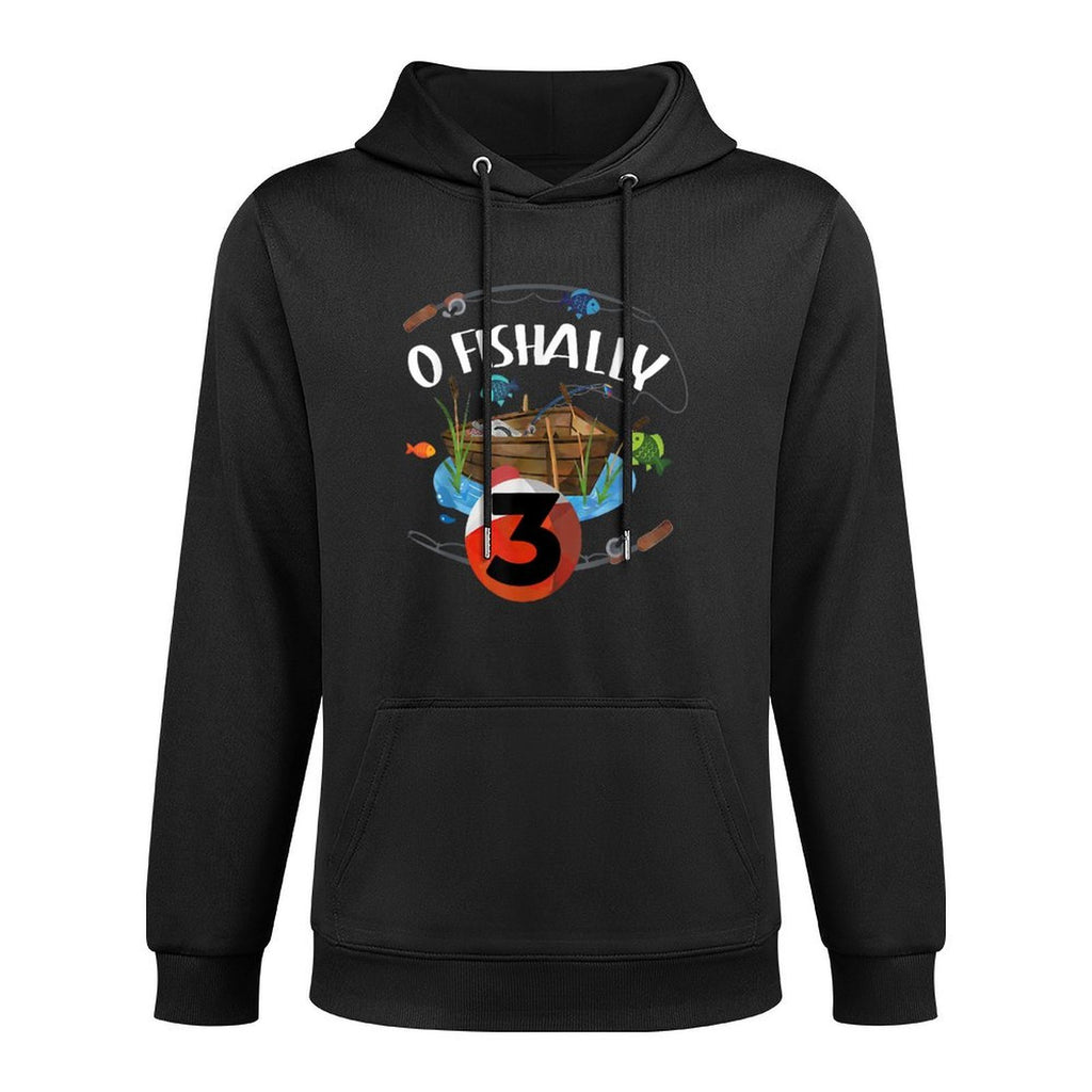 O-Fishally 3 Years Old Fisherman 3rd Birthday Fishing Kids Breathable Fabric Hoodie