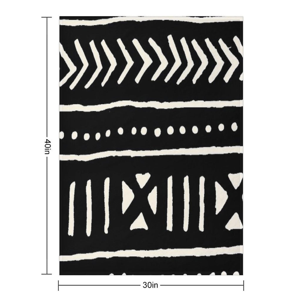 African Mud Cloth Black And White Comfort Throw Blanket